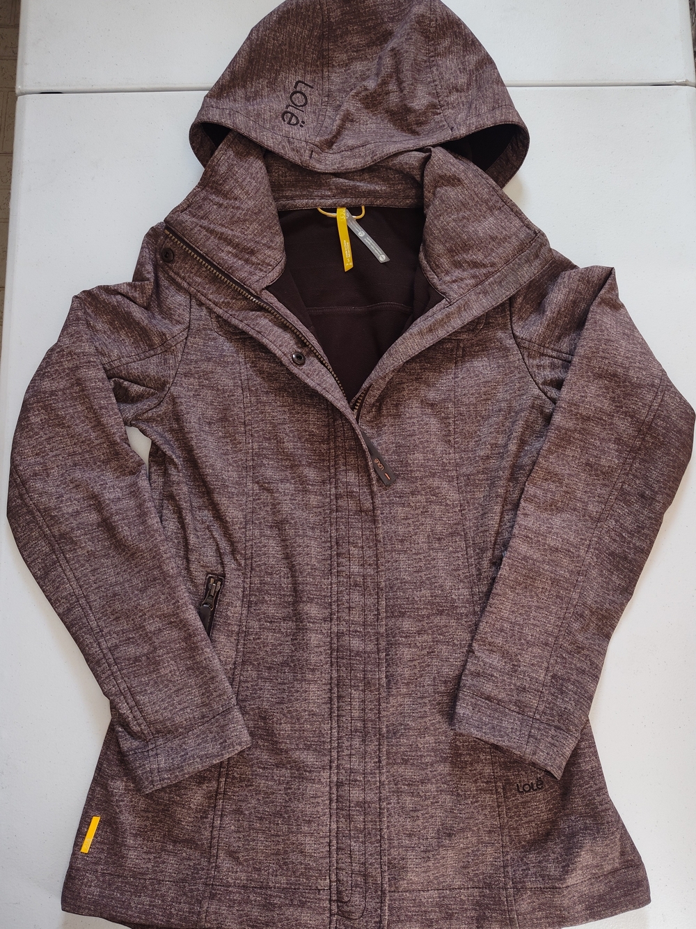 Lole Jacket Womens Stunning 2 Full Zip Hooded Small Waterproof Chocolate Brown